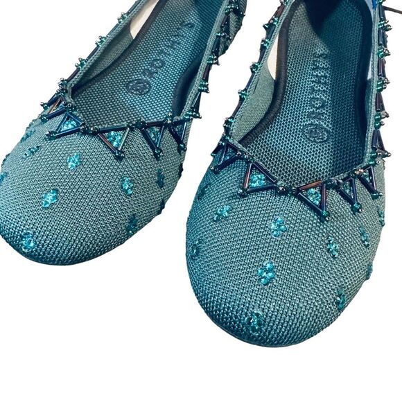 Rothy’s Custom Green Spruce Embellished Beaded Sz 8 - Picture 2 of 10